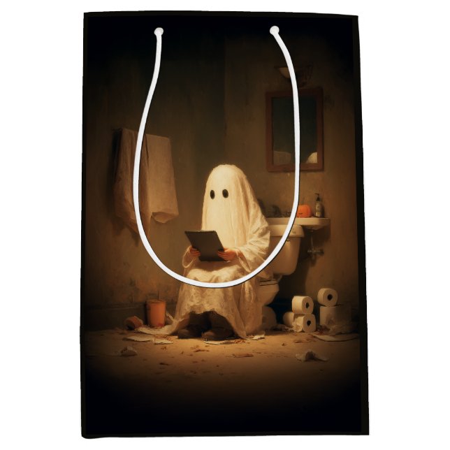 Haunted Restroom Ghost Reading Medium Gift Bag (Front)
