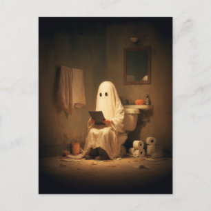Haunted Restroom Ghost Reading Postcard