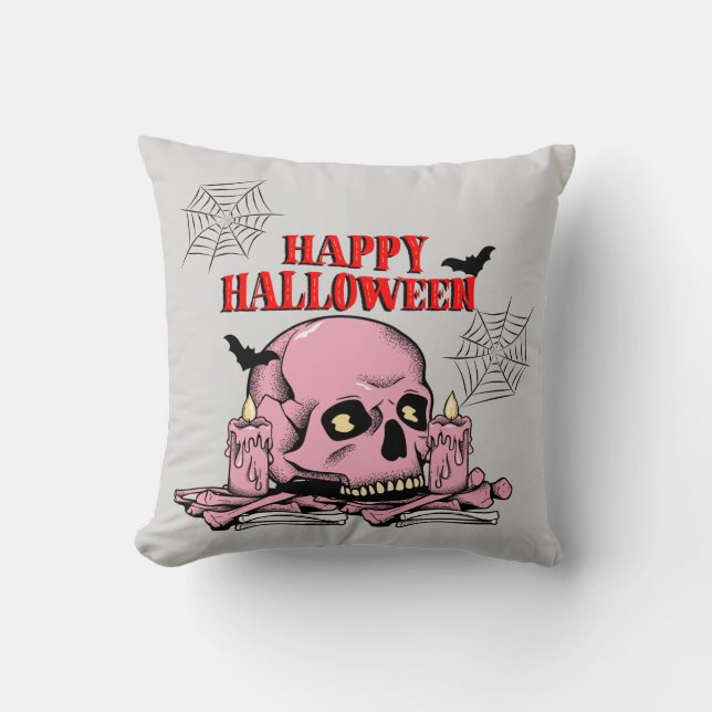 Haunted Ritual – Halloween Skull Cushion (Front)