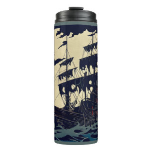 Haunted Sailing Ship Woodblock 1 Thermal Tumbler