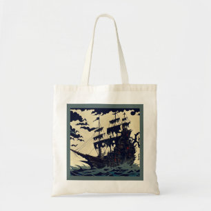 Haunted Sailing Ship Woodblock 1 Tote Bag