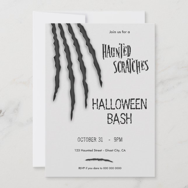 Haunted Scrachtes Halloween Invitation (Front)