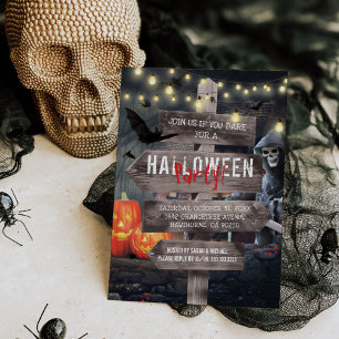 Haunted Sign Adult Halloween Party Invitation