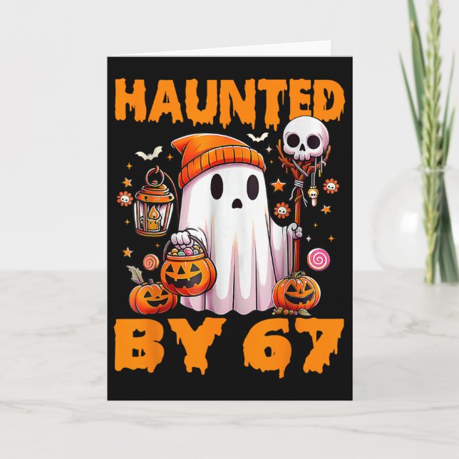 Haunted Six Seven 6 7 Meme 67 Skeleton Hand Hallow Card (Front)