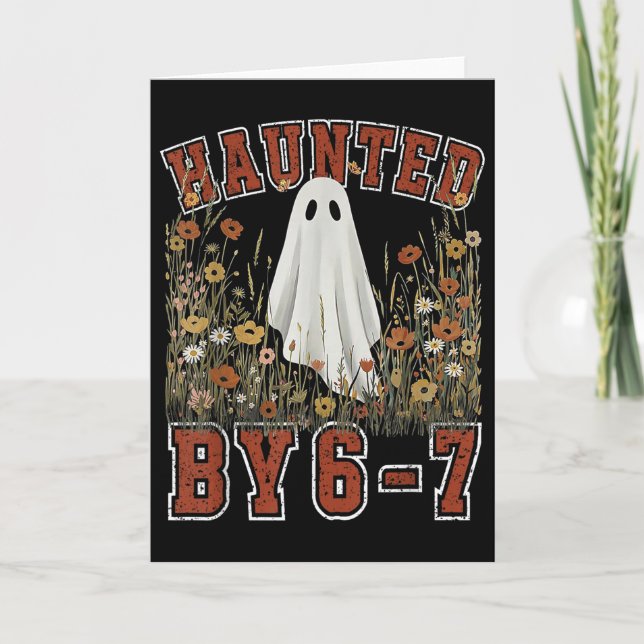 Haunted Six Seven 6 7 Meme 67 Skeleton Hand Hallow Card (Front)