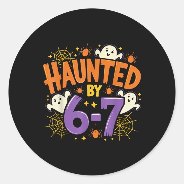 Haunted Six Seven 6 7 Meme 67 Skeleton Hand Hallow Classic Round Sticker (Front)