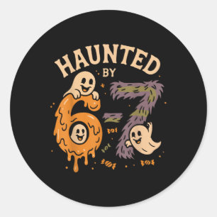 Haunted Six Seven 6 7 Meme 67 Skeleton Hand Hallow Classic Round Sticker