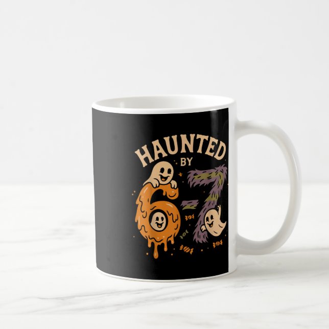 Haunted Six Seven 6 7 Meme 67 Skeleton Hand Hallow Coffee Mug (Right)
