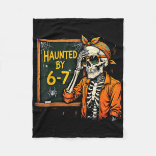 Haunted Six Seven 6 7 Meme 67 Skeleton Hand Hallow Fleece Blanket