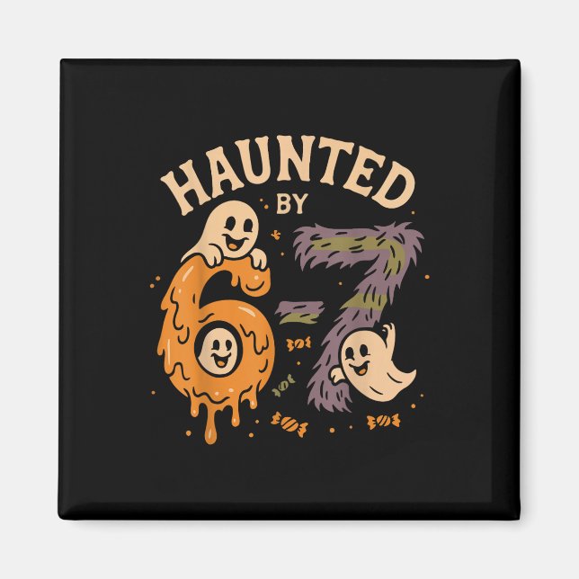 Haunted Six Seven 6 7 Meme 67 Skeleton Hand Hallow Magnet (Front)