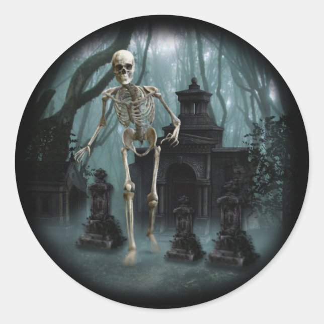 Haunted Skeletons Party Sticker (Front)