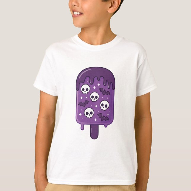 Haunted Skull Popsicle Creepy Cute Halloween Treat T-Shirt (Front)