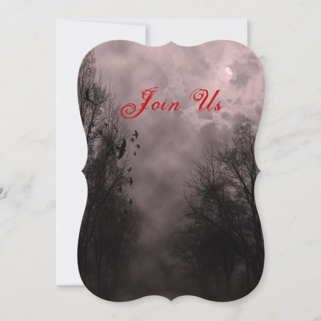 Haunted Sky and Ravens Custom Halloween Invitation (Front)