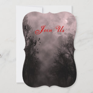 Haunted Sky and Ravens Custom Halloween Invitation