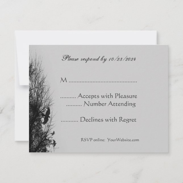 Haunted Sky and Ravens Editable RSVP Card (Back)