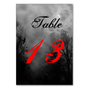 Haunted Sky Black White Custom 2 Sided Table Card