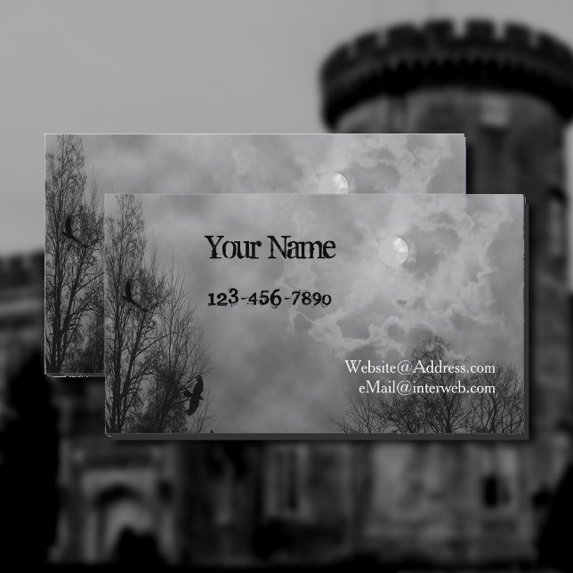 Haunted Sky Black White Custom Business Cards (Creator Uploaded)
