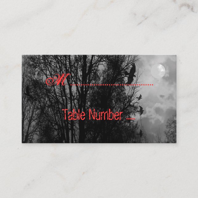 Haunted Sky Black White Red Custom Place Cards (Front)