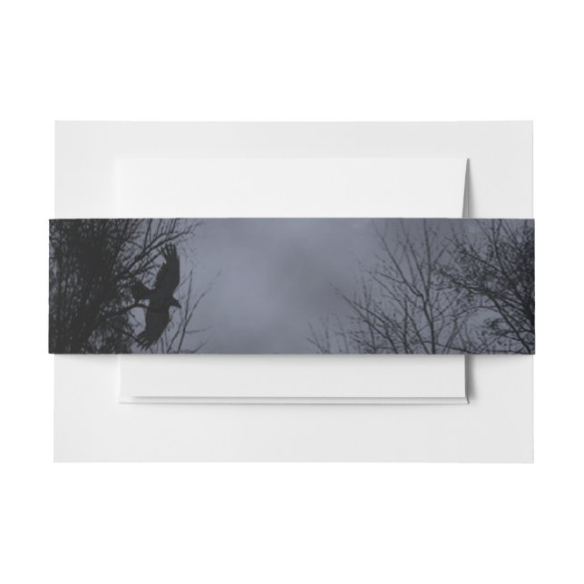 Haunted Sky Blue Mist with Crows Invitation Bands Invitation Belly Band (Front Example)