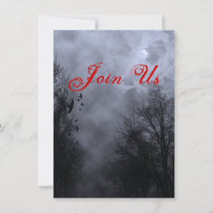 Haunted Sky Custom Blue Mist Halloween Invitation