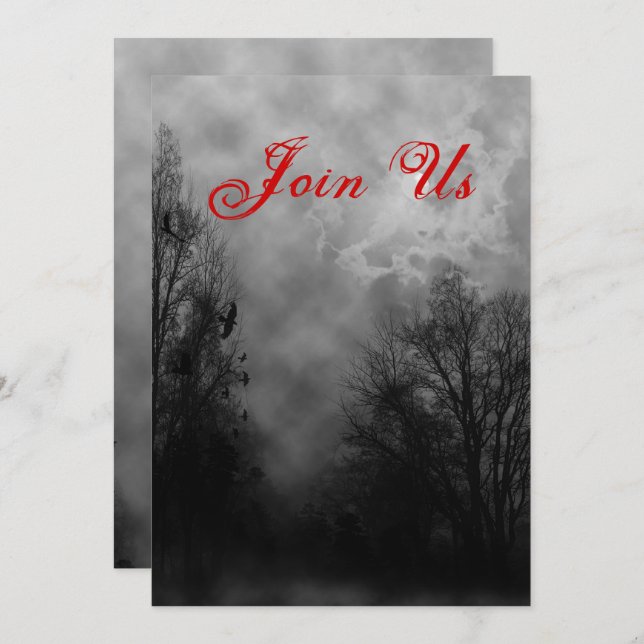 Haunted Sky Custom Halloween Invitation Template (Front/Back)