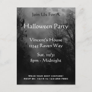 Haunted Sky Halloween Invitation Postcard