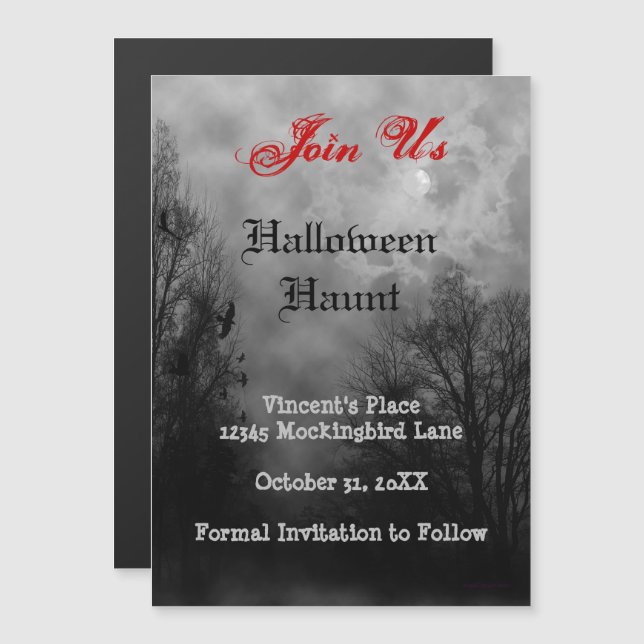 Haunted Sky Ravens Custom Halloween Invitation (Front/Back)