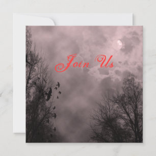 Haunted Sky Red Mist Custom Halloween Invitation