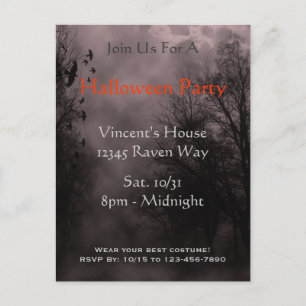 Haunted Sky Red Mist Halloween Party Postcard