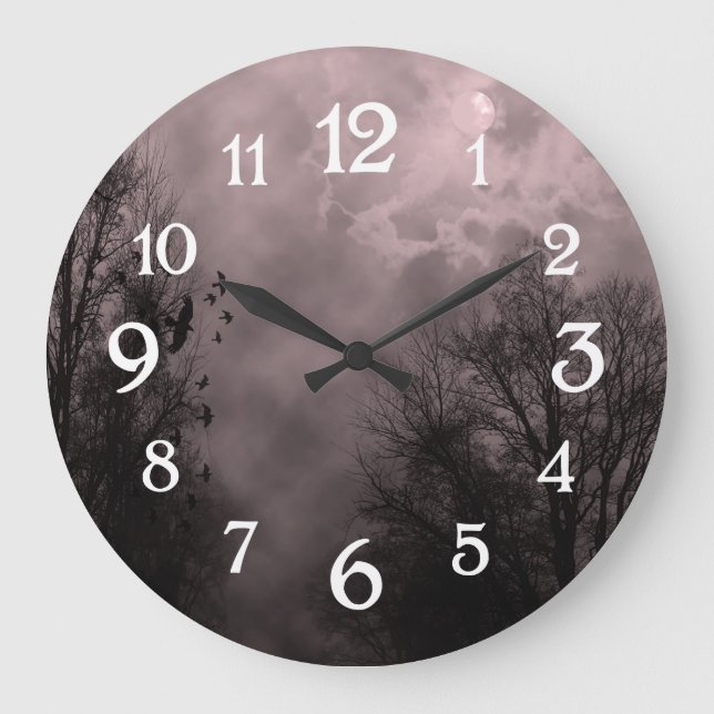 Haunted Sky Red Mist White Numbers Wall Clock (Front)
