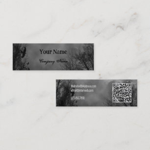 Haunted Sky with Ravens adn QR code Custom Mini Business Card