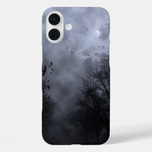 Haunted Sky with Ravens Blue Mist Spooky iPhone 16 Plus Case