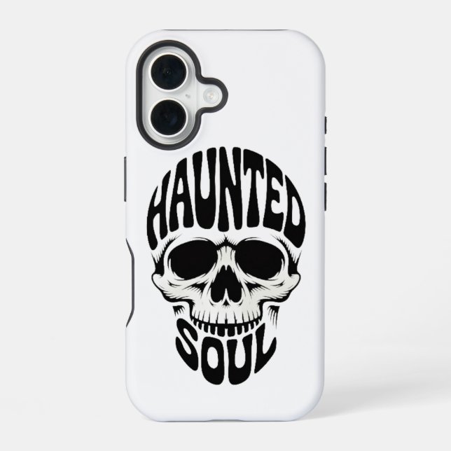Haunted Soul Skull Typography iPhone 16 Case (Back)