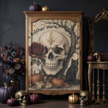 Haunted Souls Gothic Macabre Skull Red Rose Death