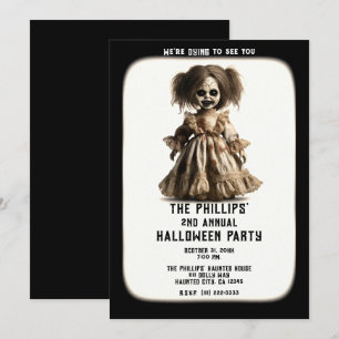 Haunted Spooky Doll Halloween Costume Party Invitation