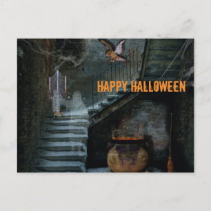 Haunted Staircase Halloween Postcard