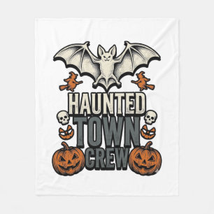 Haunted Town Shirt Vintage Halloween Bat Pumpkin T Fleece Blanket