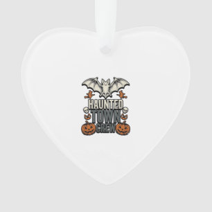 Haunted Town Shirt Vintage Halloween Bat Pumpkin T Ornament