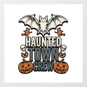 Haunted Town Shirt Vintage Halloween Bat Pumpkin T Window Cling