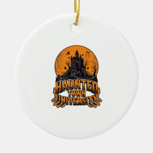 Haunted Town University Vintage Halloween Shirt Ceramic Tree Decoration