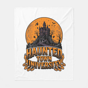 Haunted Town University Vintage Halloween Shirt Fleece Blanket