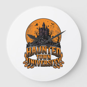 Haunted Town University Vintage Halloween Shirt Large Clock