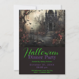 Haunted Victorian House Halloween Dinner Party Invitation