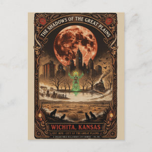 Haunted Wichita, Kansas Vintage Horror Travel Postcard