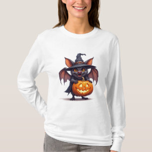Haunted Witch Bat With Pumpkin Lantern 🎃 T-Shirt