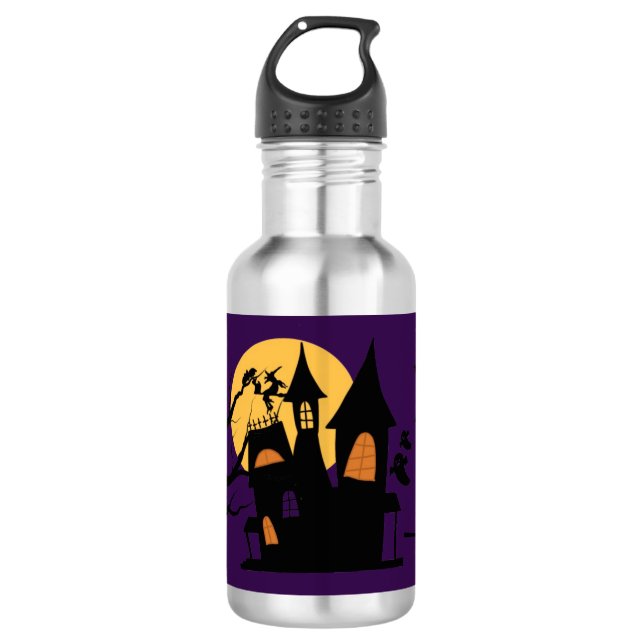 Haunted Witch Castle – Spooky Halloween 532 Ml Water Bottle (Front)