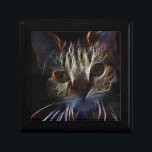Haunting cat face art, made of light - gothic gift box<br><div class="desc">All the items in Zazzle stores can be customised with text or images or both! Use their easy to use online editing tools to personalise your design and create a memorable, unique gift for Christmas, Birthday, Anniversary or any other occasion. This stunning cat art image was sourced from a public...</div>
