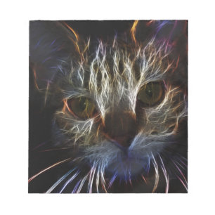 Haunting cat face art, made of light - gothic notepad