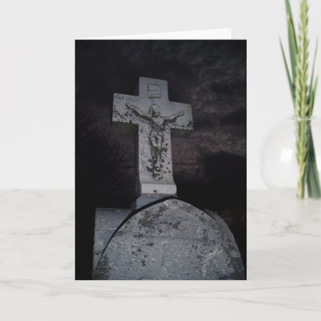 “Haunting Crucifix” Sympathy Card (Front)