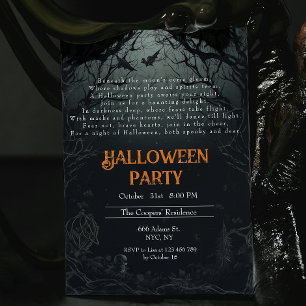 Haunting Dark Trees Creepy Poem Halloween Party Invitation
